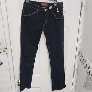 Baby Phat Black Straight Leg Jeans Size 9 Juniors Classic Stretch Fit